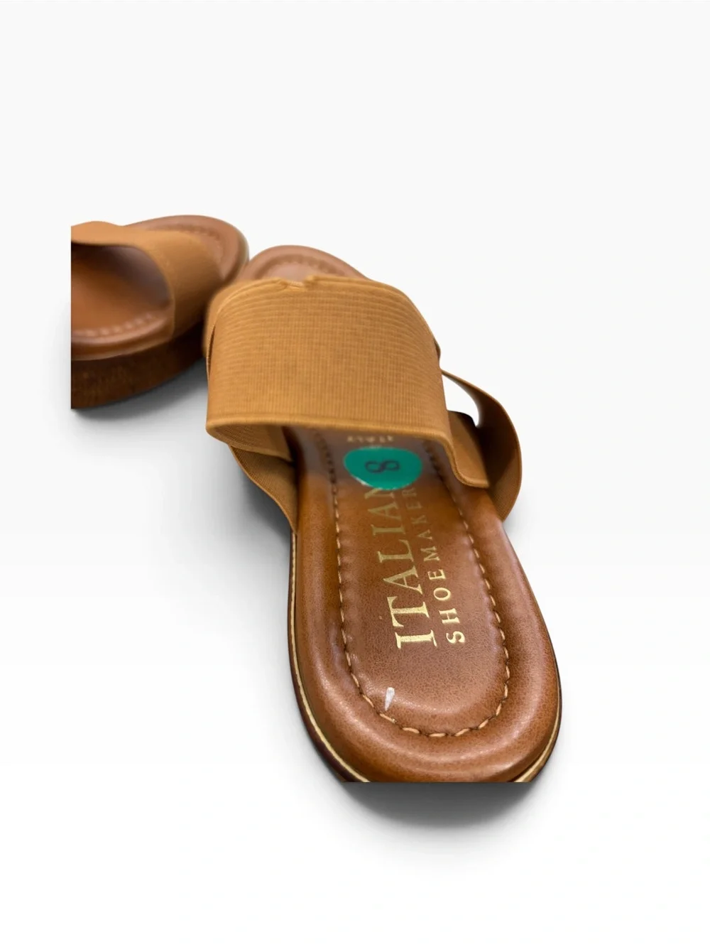 Italian Shoemakers Brown Elastic Strap Wedge Sandals